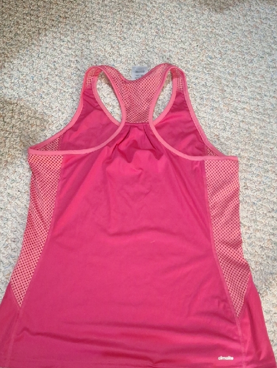adidas Hot Pink Mesh-Panel Racerback Tank - Picture 2 of 3